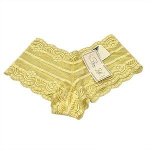 Rene Rofé Lemon Yellow Lace Tanga Panty Small New